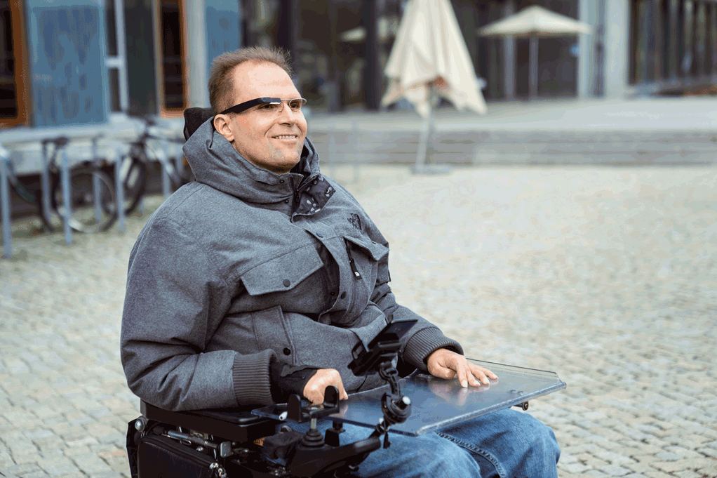 A man on a wheelchair